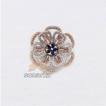 18k Flower Design CZ Rose Gold Ring SK - R001 by 