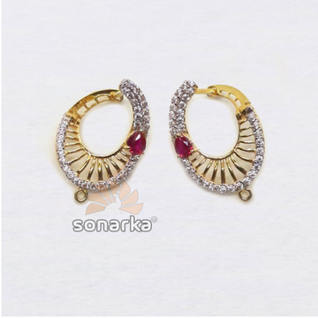 22kt gold oval shaped cz diamond hoop earrings by 