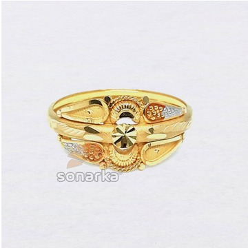 22ct Gold Ring Hollow Single Pipe Meenakari Design... by 