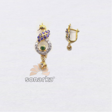 916 gold fancy peacock design cz diamond hoop earr... by 
