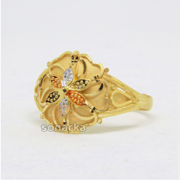 22ct 916 Yellow Gold Ladies Ring Colored Flower De... by 