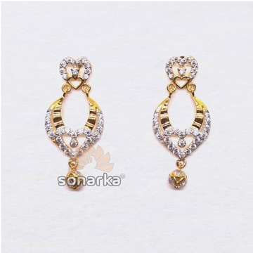 22kt gold heart shape cz diamond earring by 