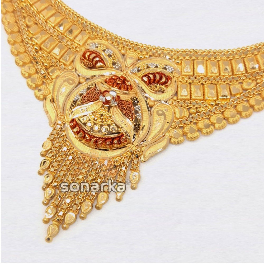 916 Hallmarked Plain Gold Ladies Traditional Bridal Necklace Set