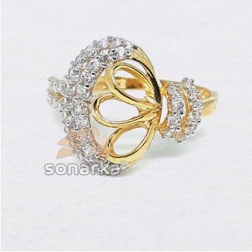 22kt CZ Diamond Gold Ring Fancy Design for Women