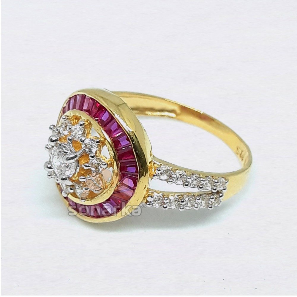 Pink CZ Diamond 916 Gold Ladies Ring