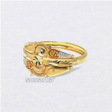 22ct Gold Ring Hollow Single Pipe Meenakari Design for Ladies