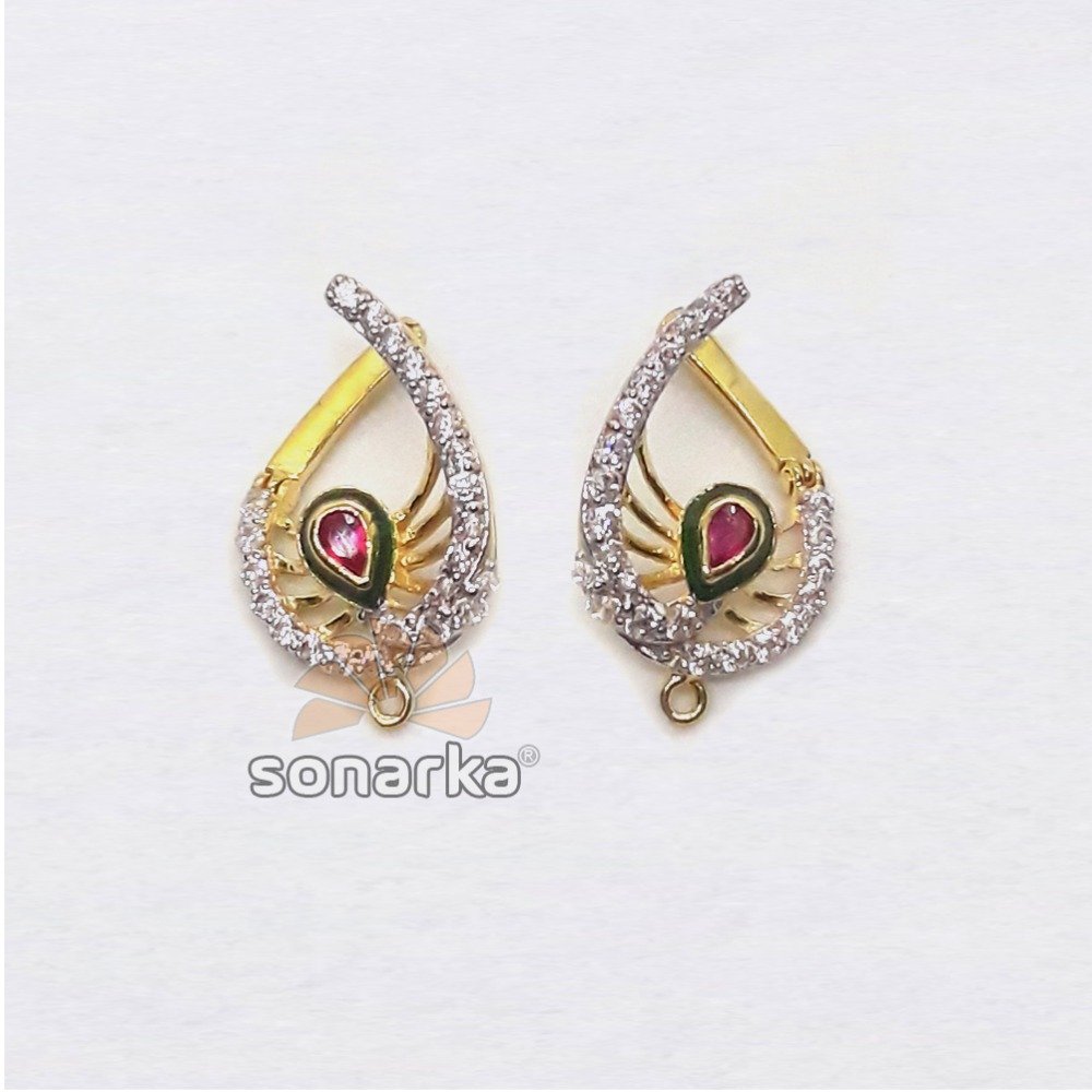 916 gold cz diamond earrings with pink stone