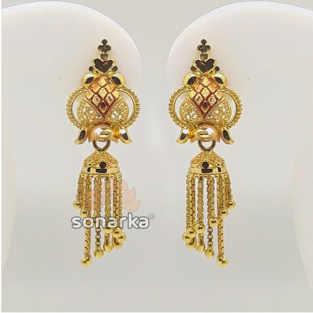 916 gold hallmarked designer jummar earrings