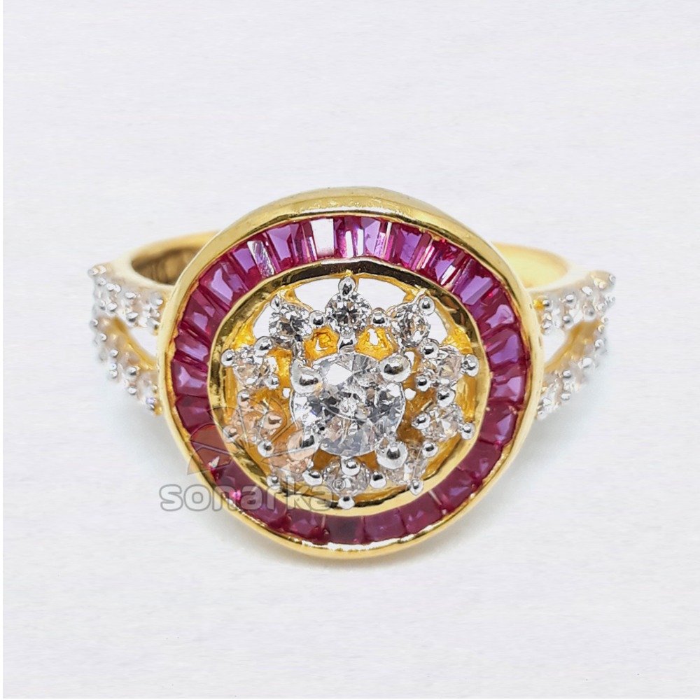 Pink CZ Diamond 916 Gold Ladies Ring