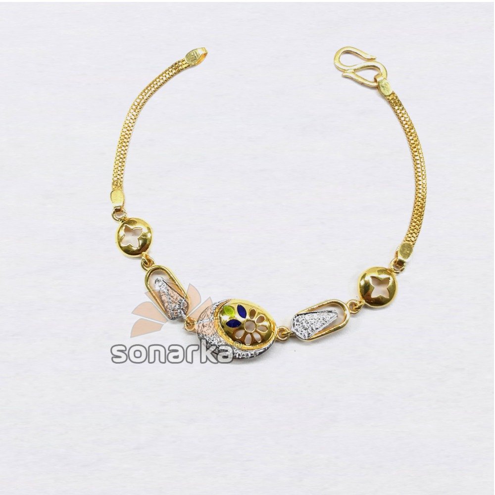 916 Designer Plain Gold Colourful Beaded Ladies Bracelet