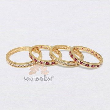 22k CZ Stone Gold Bands Light Weight For Womens