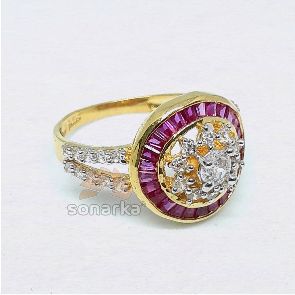 Pink CZ Diamond 916 Gold Ladies Ring