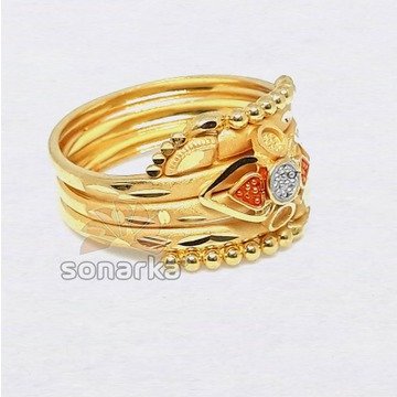 22k Fancy Gold Ring Hollow Triple Pipe Design for Ladies
