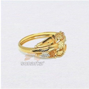 22ct Gold Ring Hollow Single Pipe Meenakari Design for Ladies