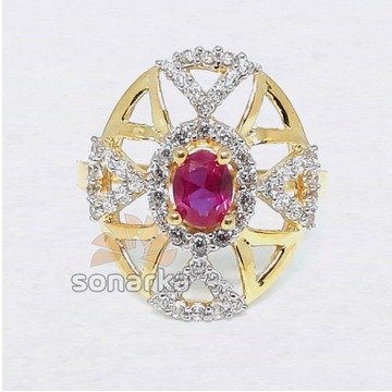 22k CZ Diamond Gold Ring Royal Design for Ladies