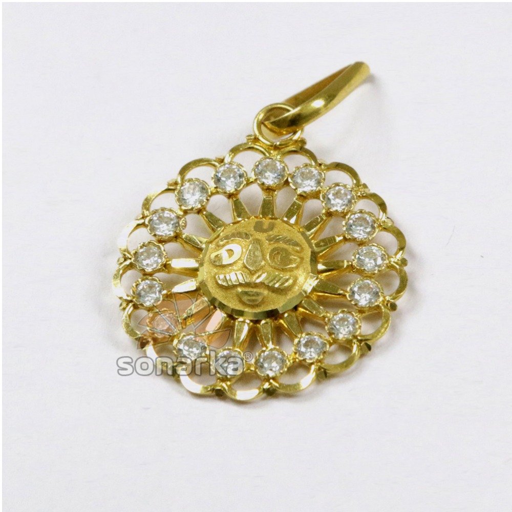 CZ 22k Gold Sun Surya Pendant