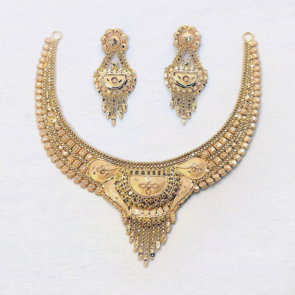 916 Gold Fancy Wedding Necklace Set SK-N015