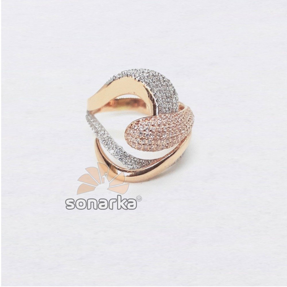 18k Designer CZ Rose Gold Ring SK - R002